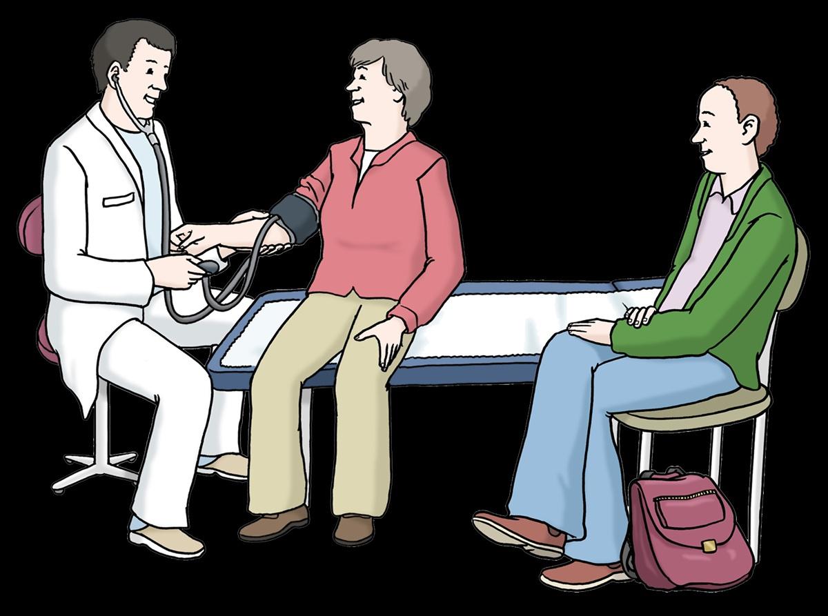 Arzt mit zwei Patienten