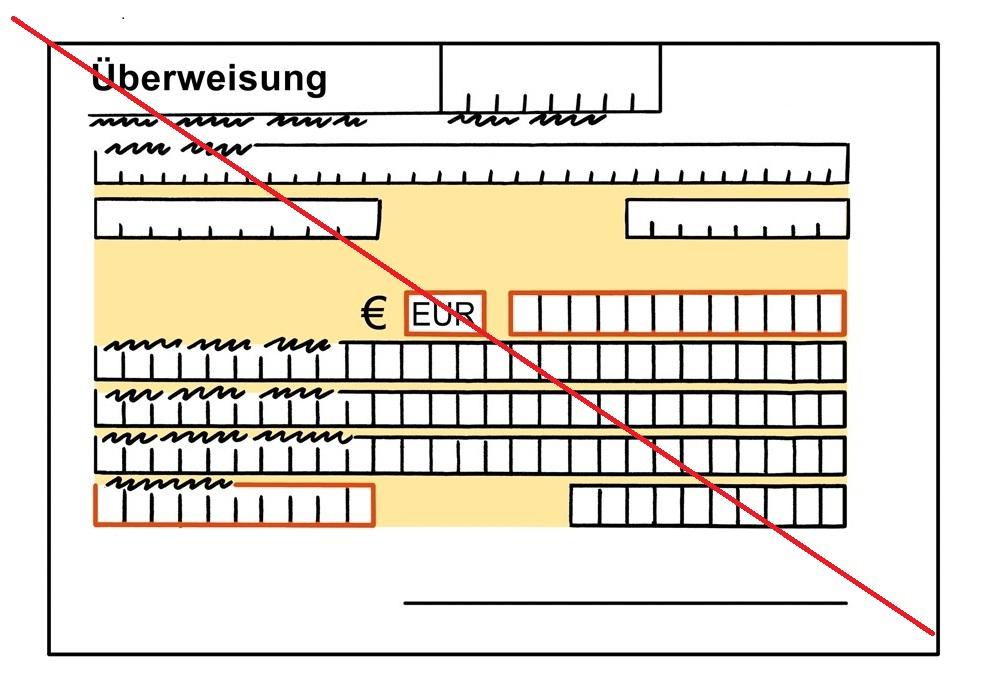 Banküberweisung durchgestrichen