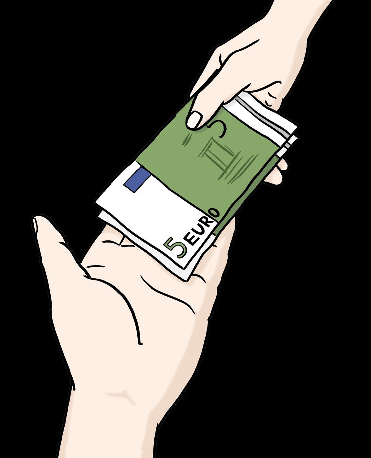 Hand nimmt Geld entgegen