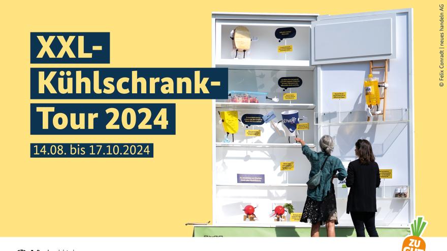 Kühlschranktour, 4 Meter hoher Kühlschrank auf Deutschlandtour 2024